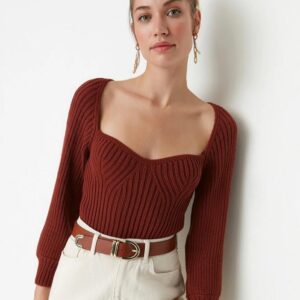 Self Designed Sweetheart Neck Pure Acrylic Crop Top